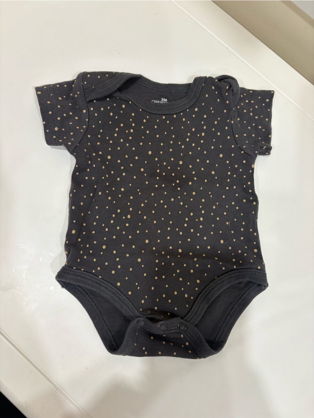 Grey Baby Bodysuit with tan Dot Print
